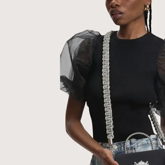 Gold Sparkle Rhinestone Crystal Handbag STRAP - Picture 4 of 12